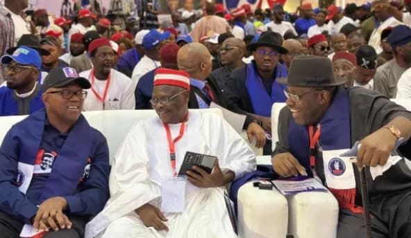 Senator Henry Dickson (R) HE Rabiu Kwankwaso (M) and HE Peter Obi (L) Credit: Dickson